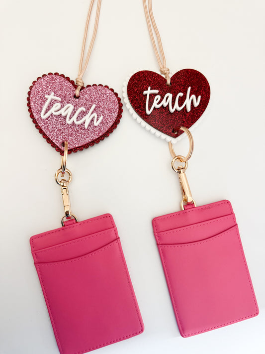 scalloped heart teach lanyard
