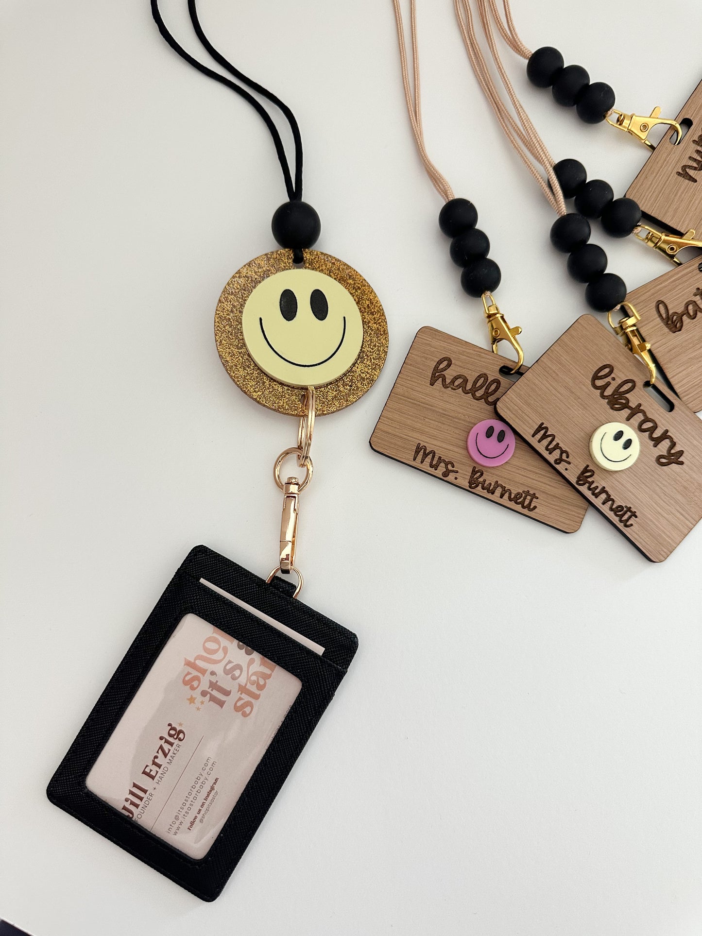 collab x rachael burnett matte yellow smile lanyard