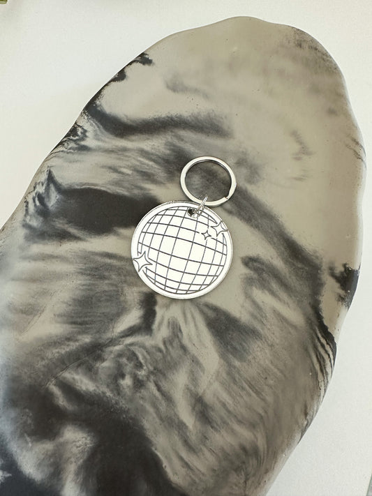 disco ball 2x2 inch keychain