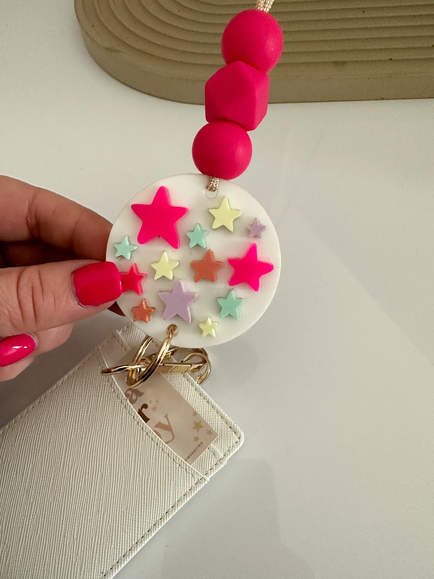 multi-color acrylic star lanyard