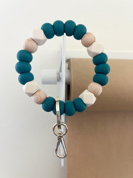 ocean side, ivory + wood bracelet keychain