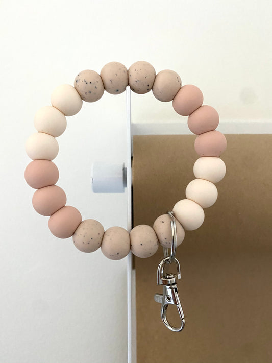 speckled blush, regular blush + ivory bracelet keychain