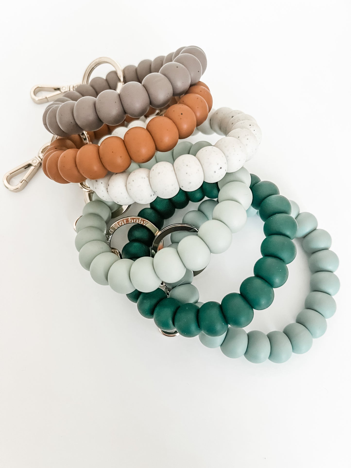 solid tone bracelet keychain in sage