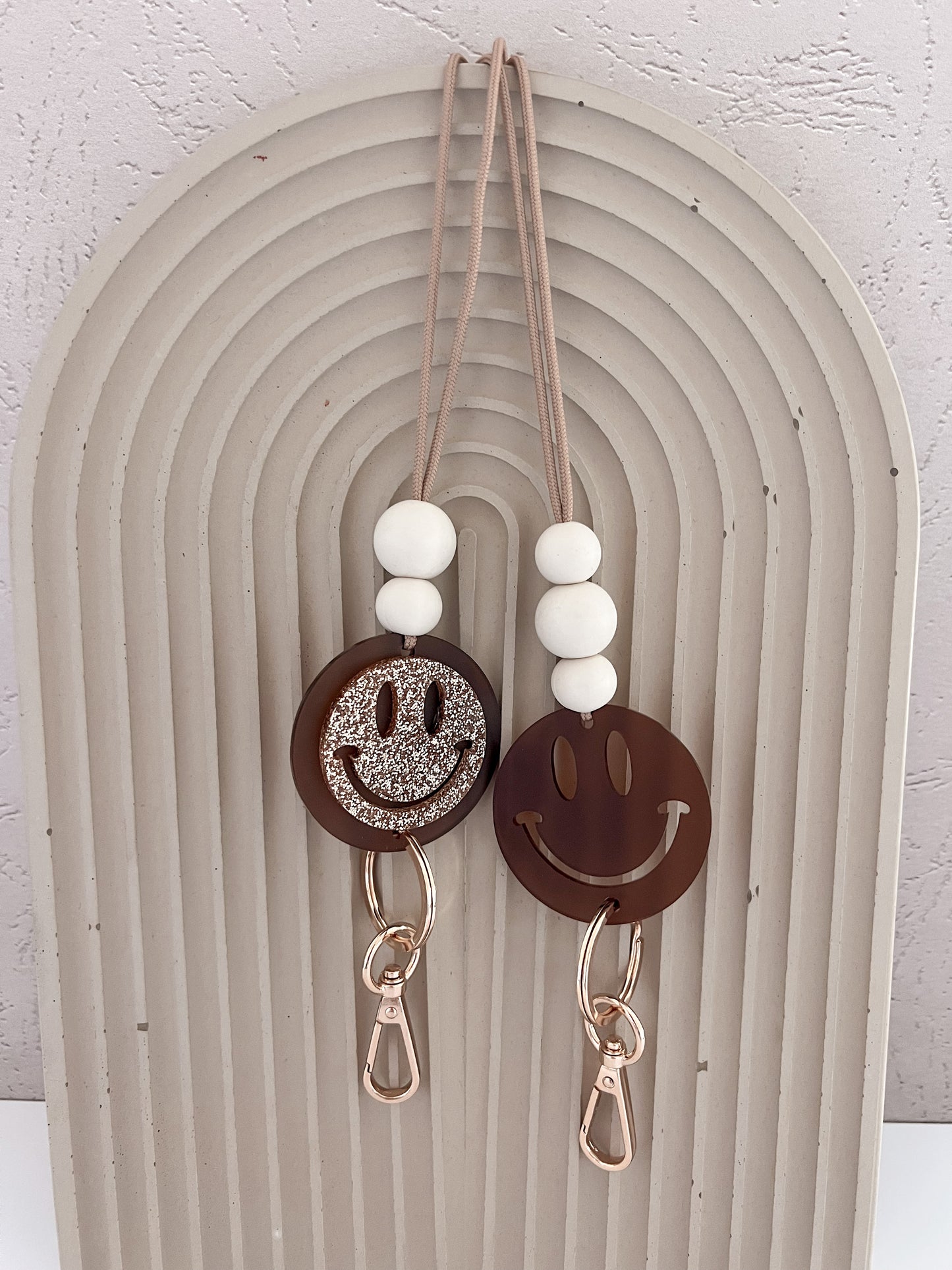 frosted amber smiley lanyard