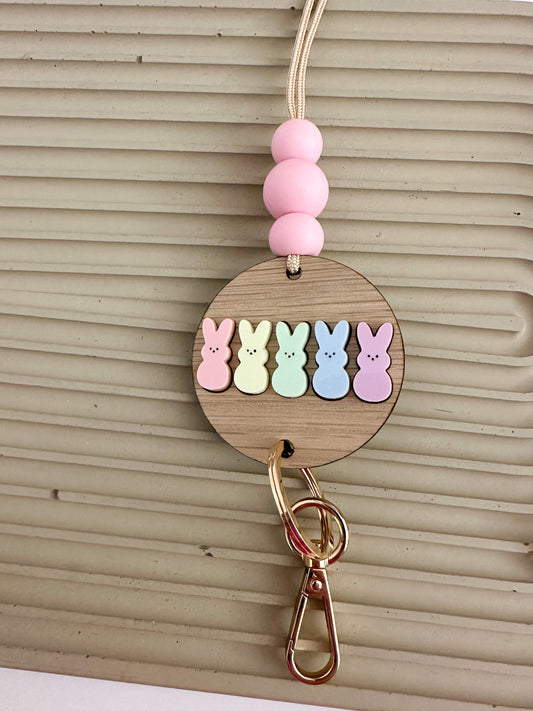 5 peep wooden lanyard