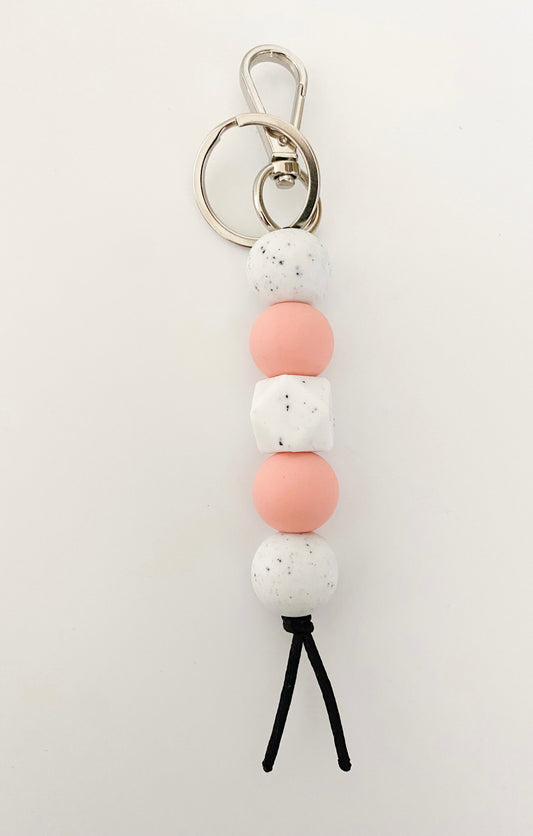 speckled white + bright peach bag charm OR teacher lanyard
