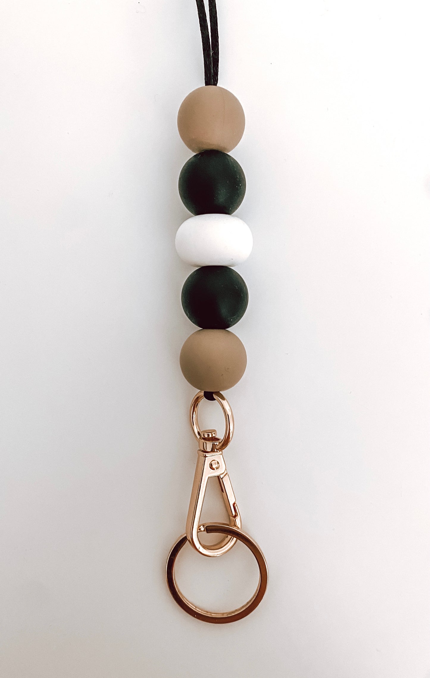mocha, black + white lanyard