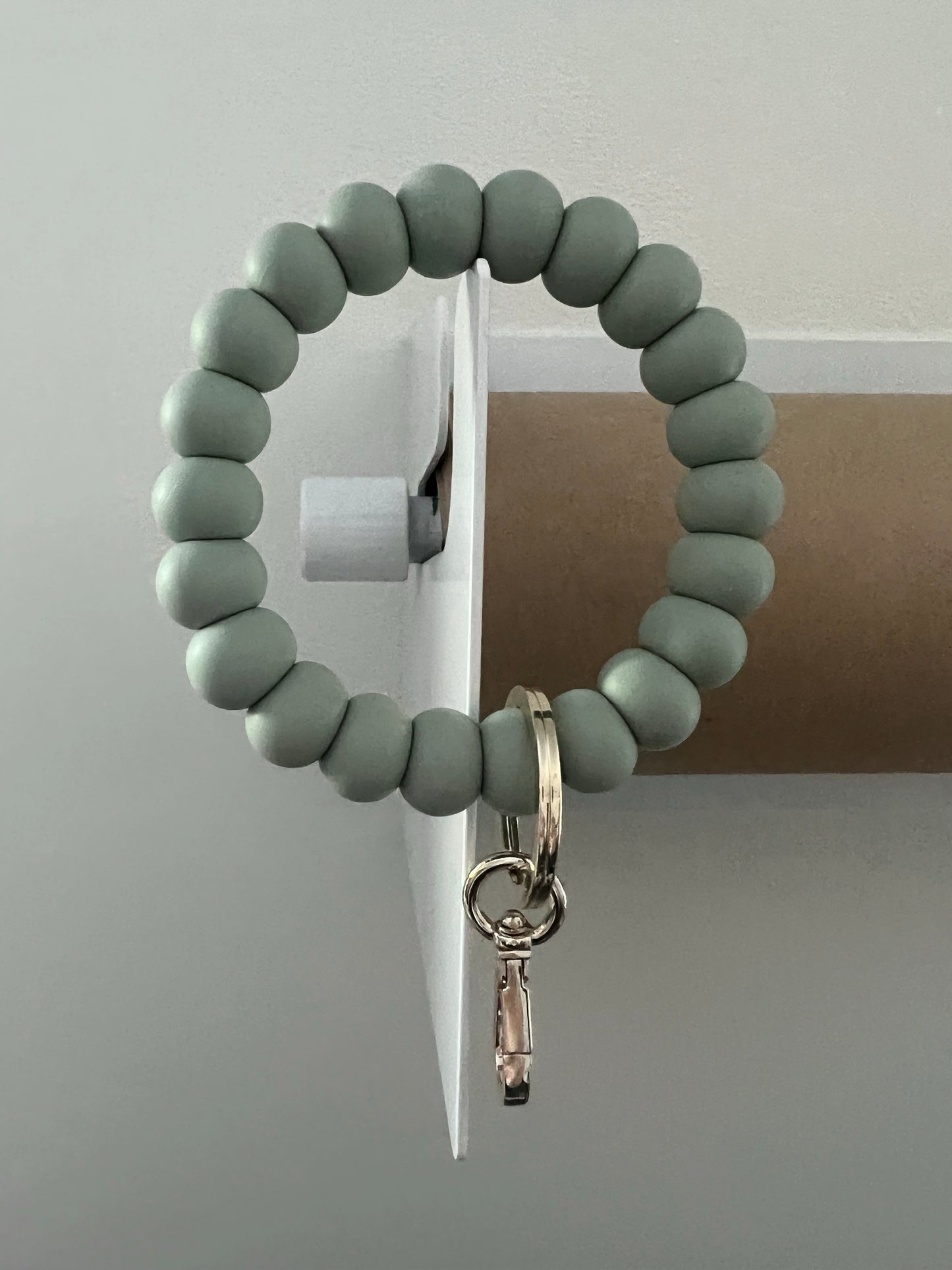 solid tone bracelet keychain in sage