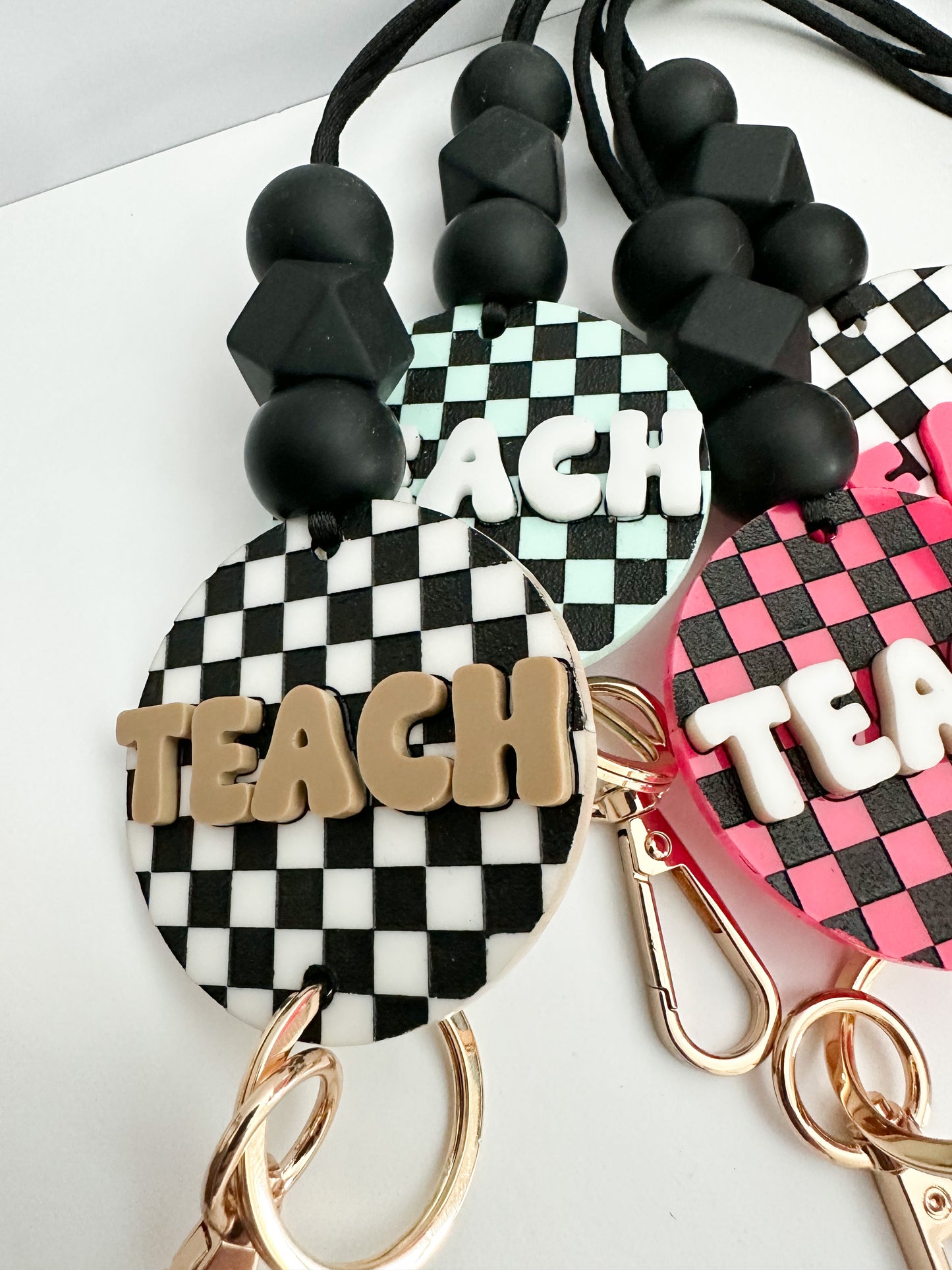 TEACH checkerboard lanyard (multiple color options)