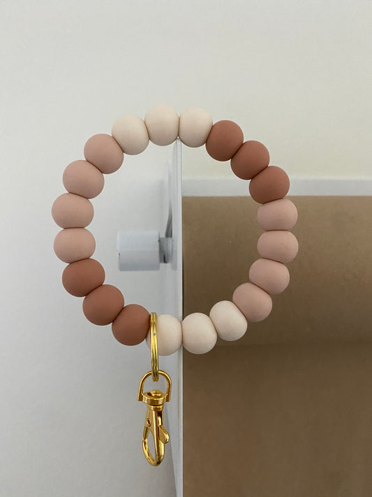 blush, mahogany rose + ivory bracelet keychain
