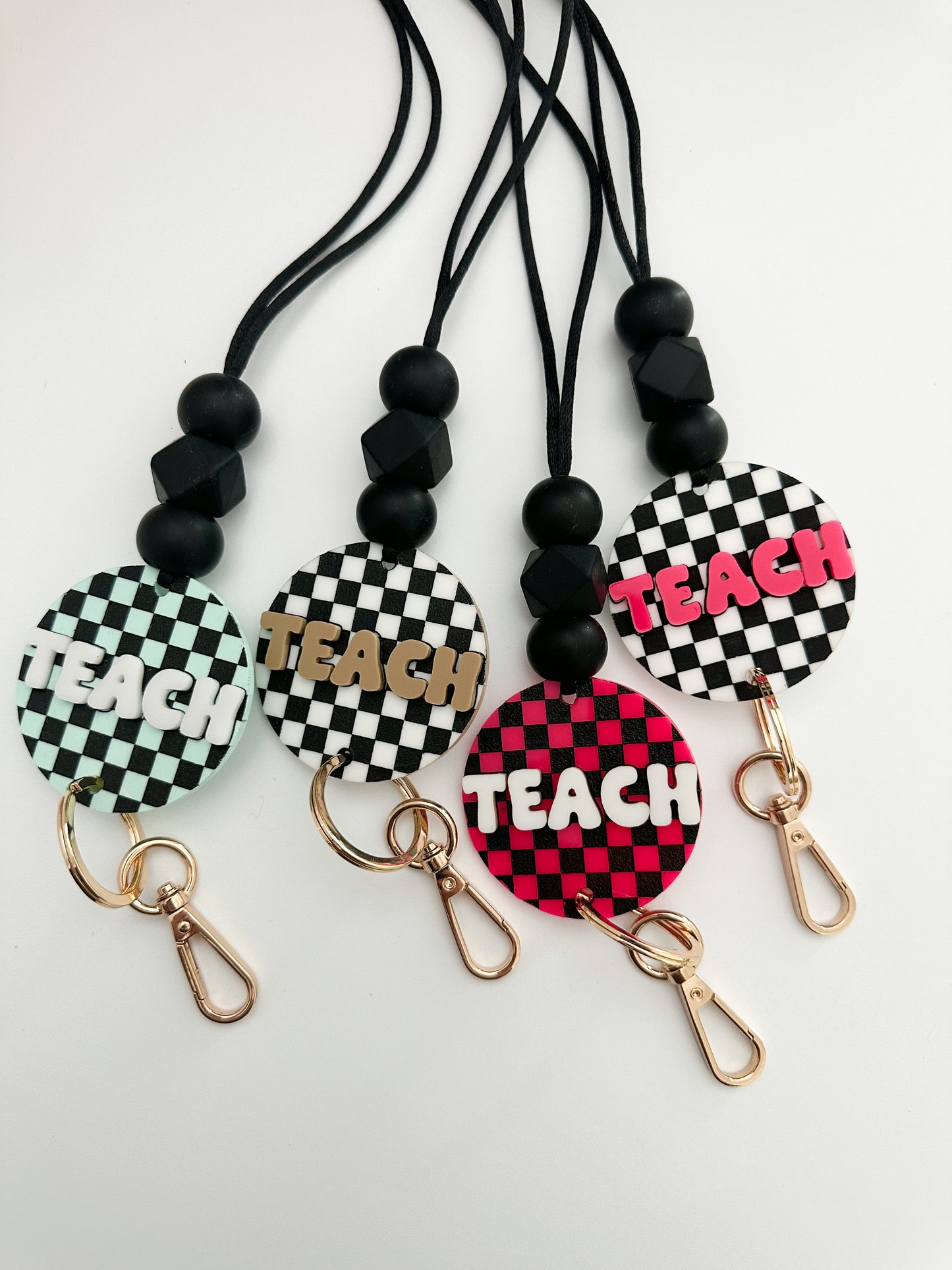 TEACH checkerboard lanyard (multiple color options)