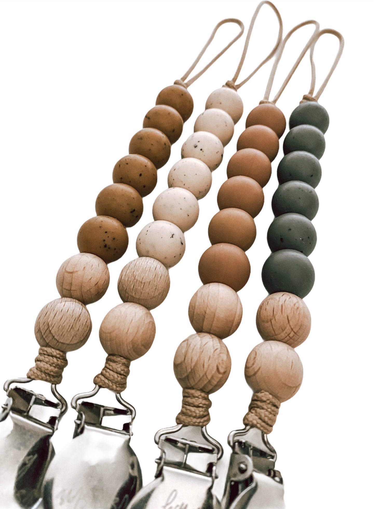 winter neutrals + beech wood // pacifier clips