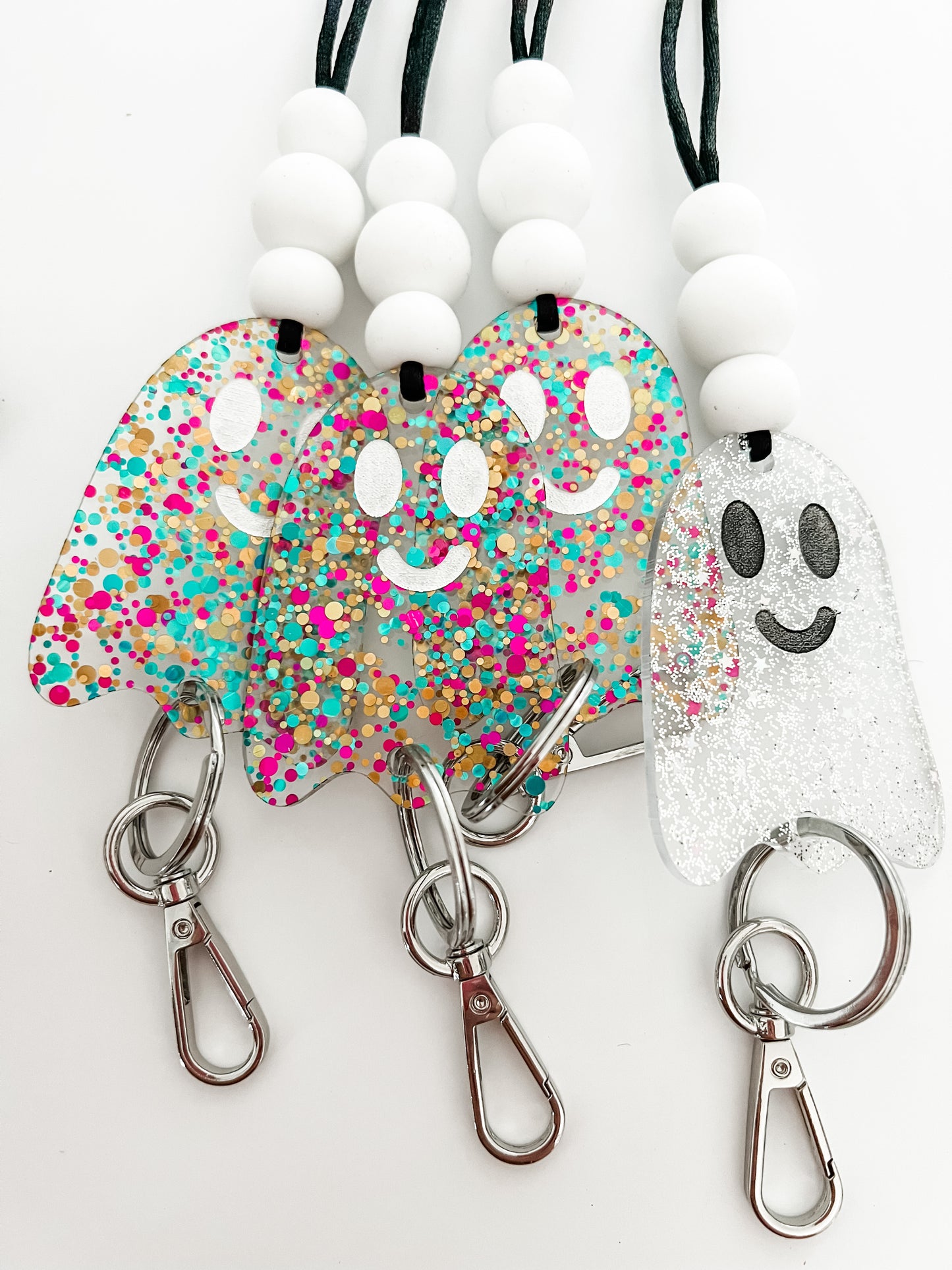colorful ghosties lanyard