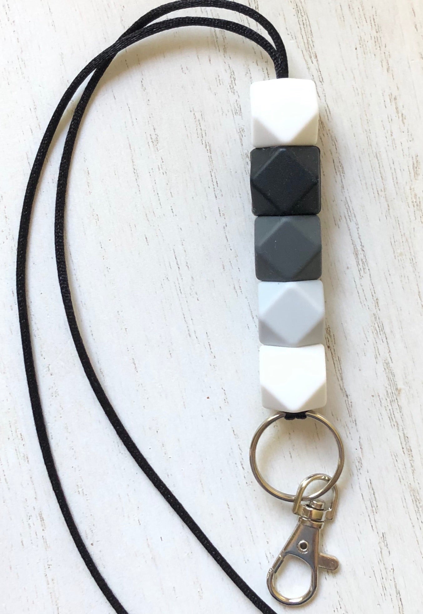black, white + grays lanyard