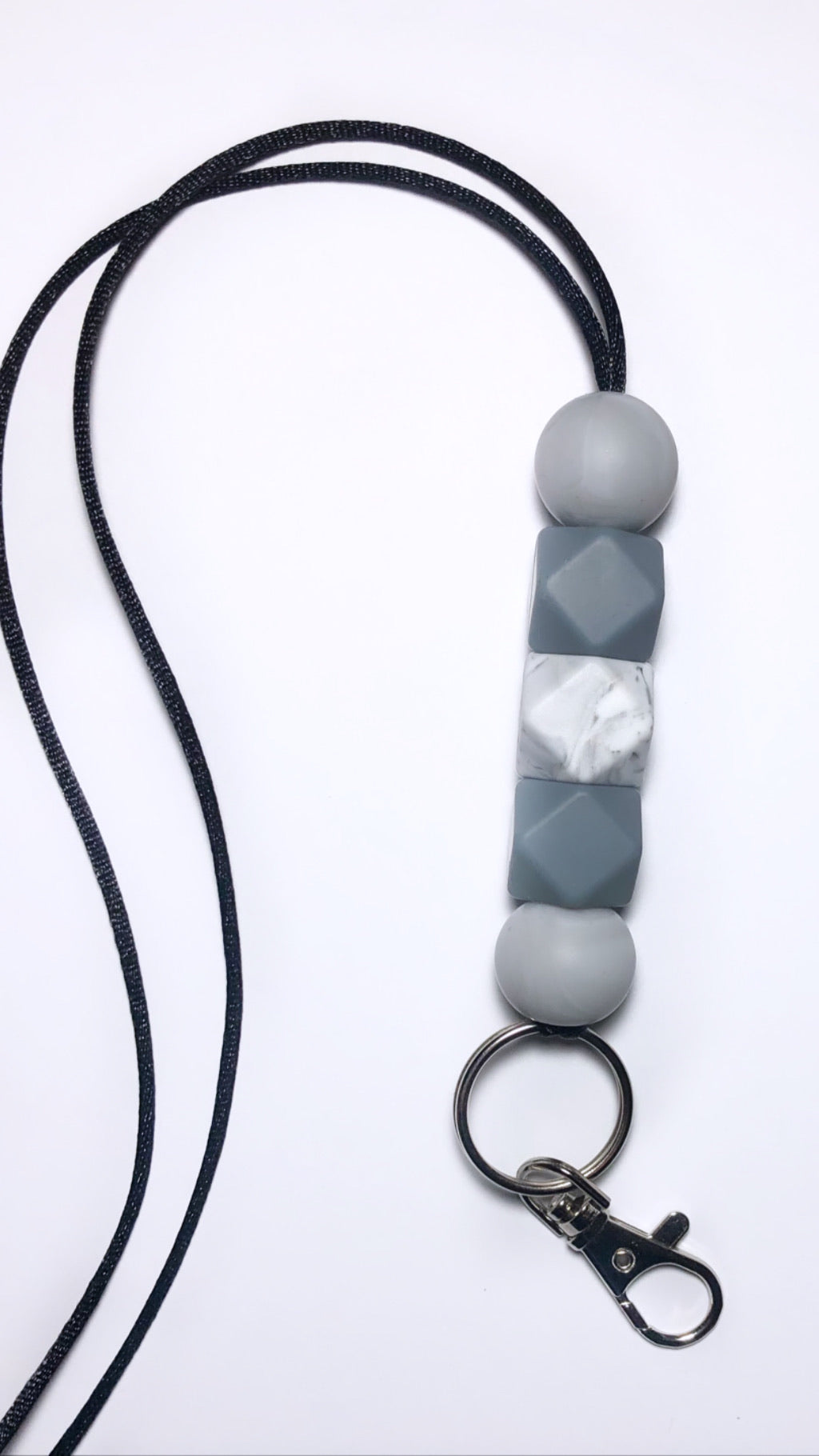 marble gray + charcoal lanyard