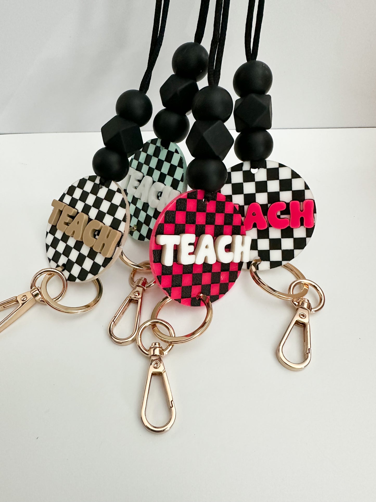 TEACH checkerboard lanyard (multiple color options)