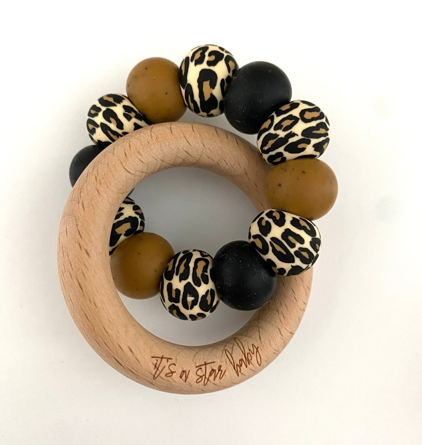 leopard, black + speckled brown // teether