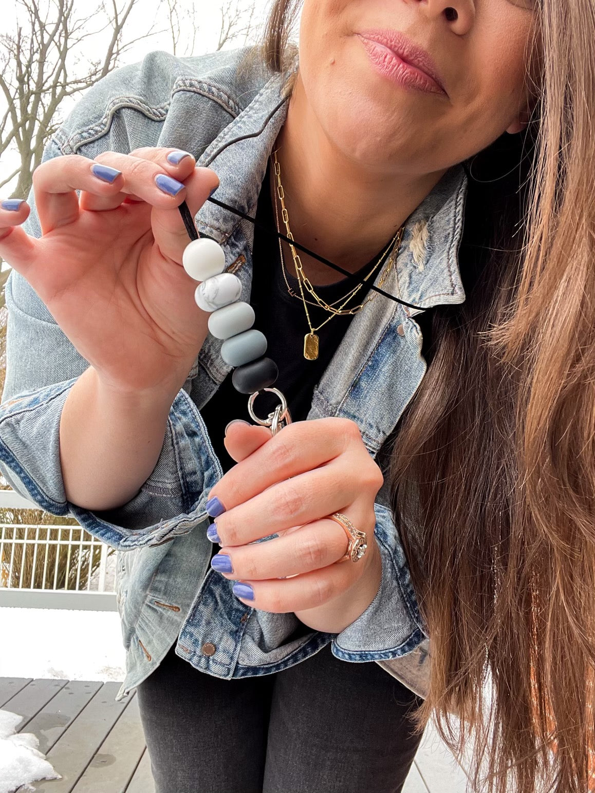 teacher golz // white to black ombré teacher lanyard