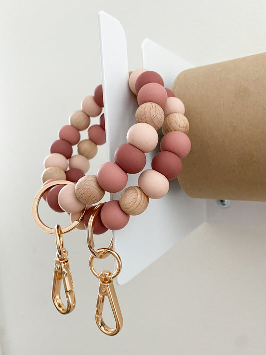mahogany rose + blush ombré bracelet keychain