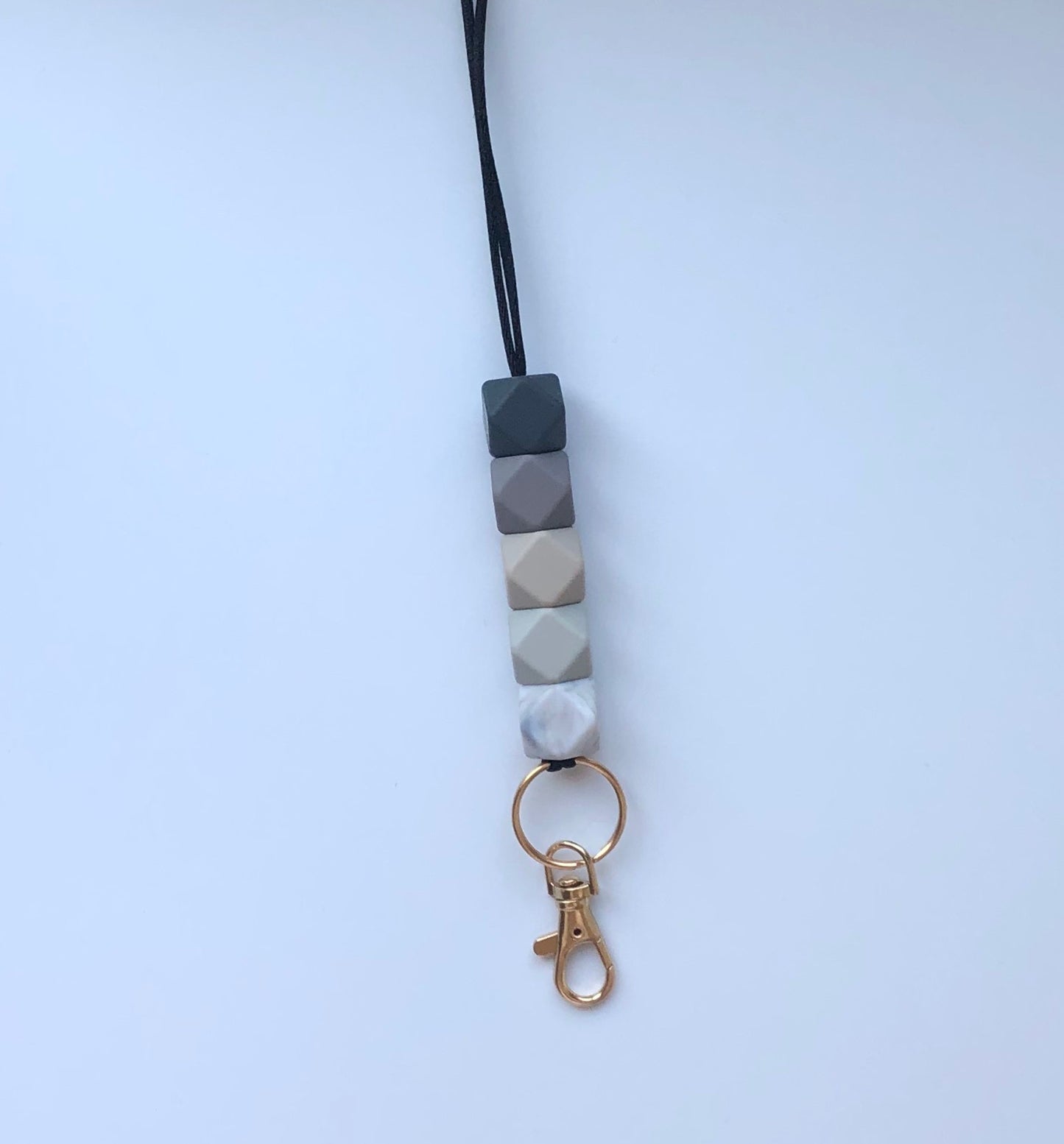 charcoal, taupe, oatmeal, sandstone + marble lanyard