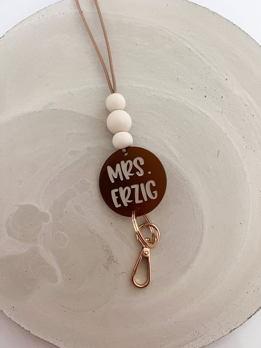 engraved frosted amber lanyard