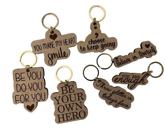 affirmation wooden keychains