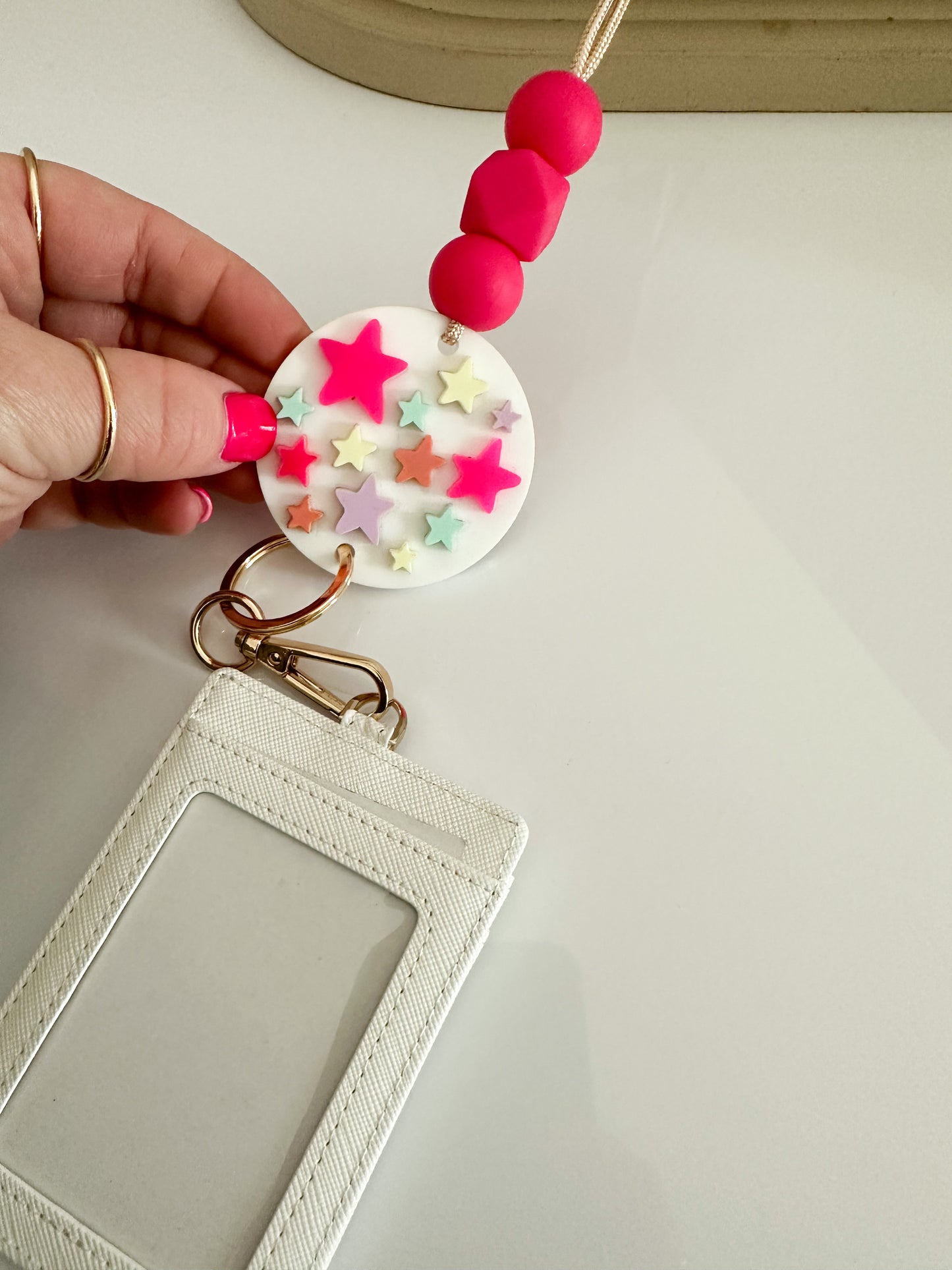multi-color acrylic star lanyard