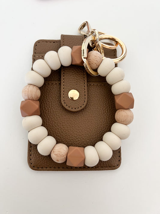 ivory and caramel brown with a brown card holder