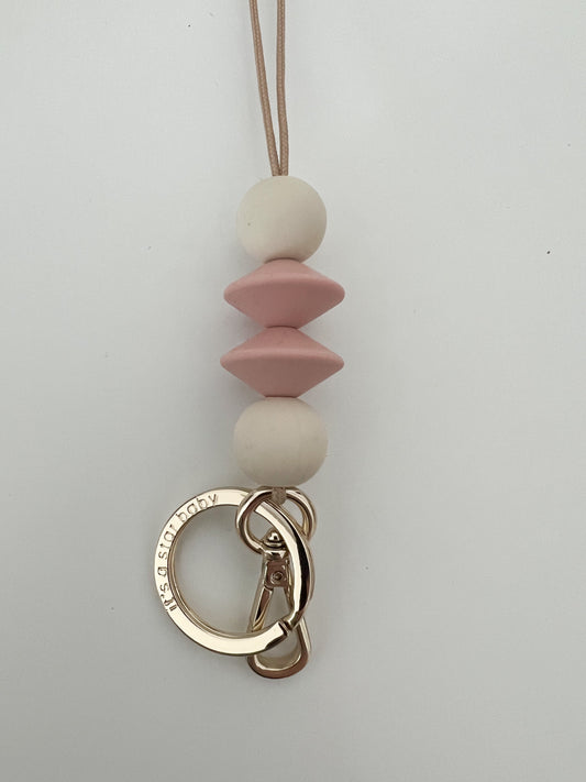 ivory and pink lanyard
