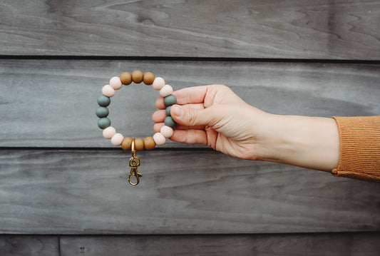 speckled forest, blush + speckled brown // bracelet keychain