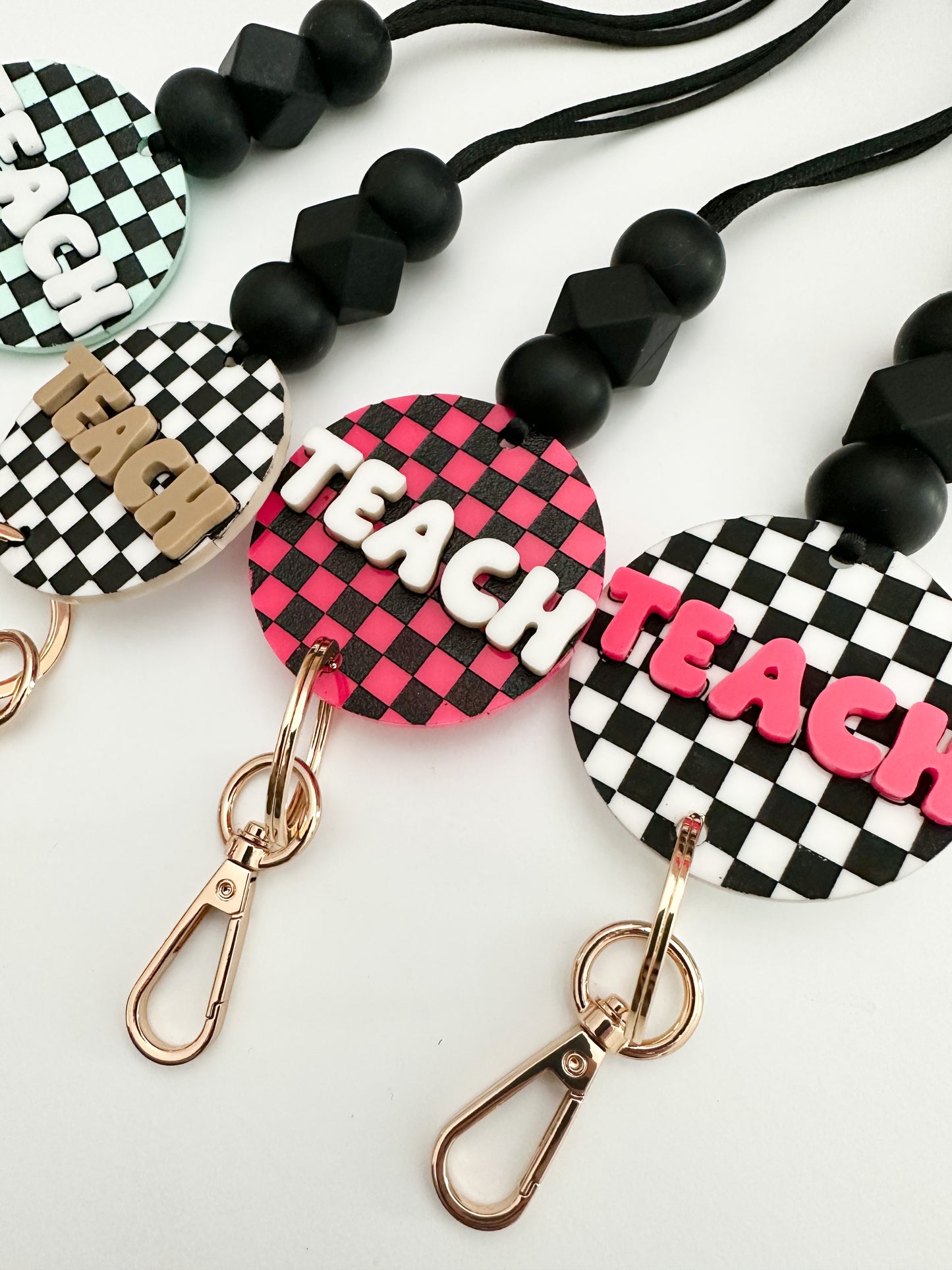 TEACH checkerboard lanyard (multiple color options)