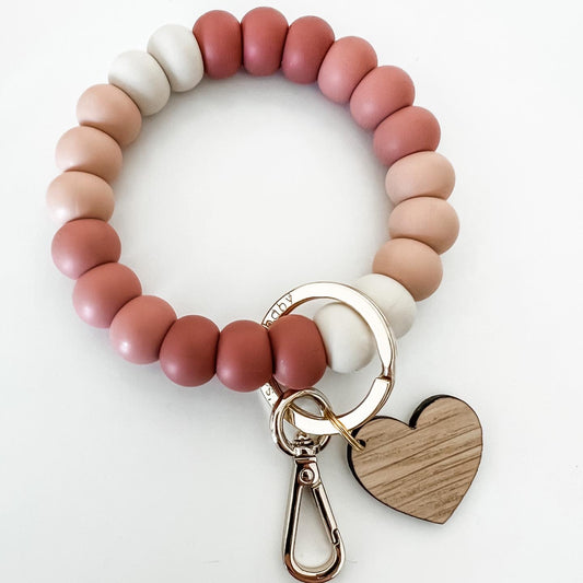 mahogany rose, rose, blush + ivory bracelet keychain