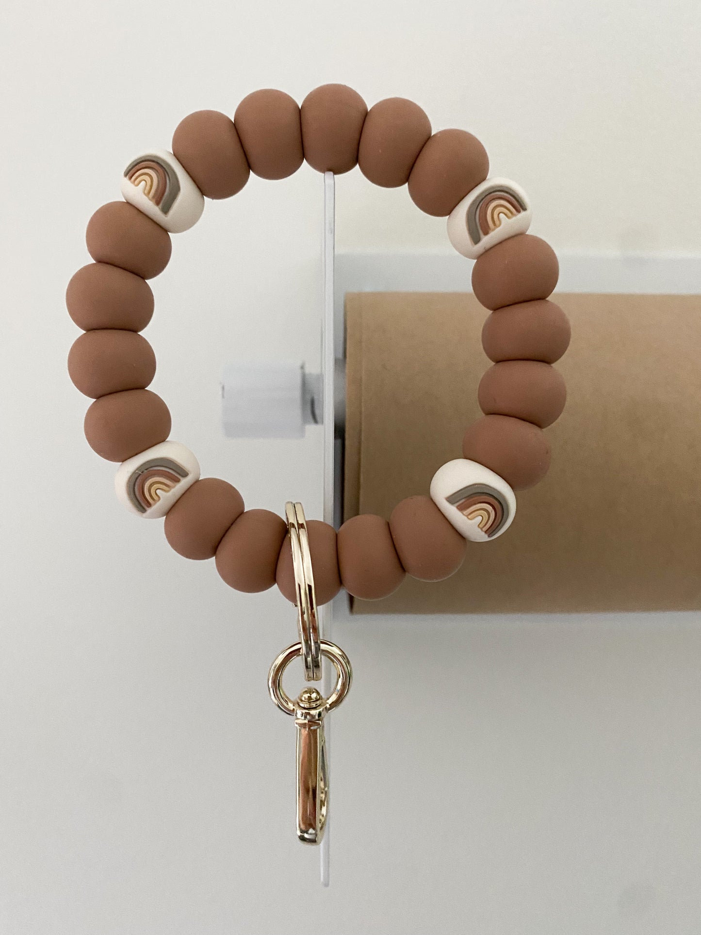 rainbow (brown neutral) bracelet keychain