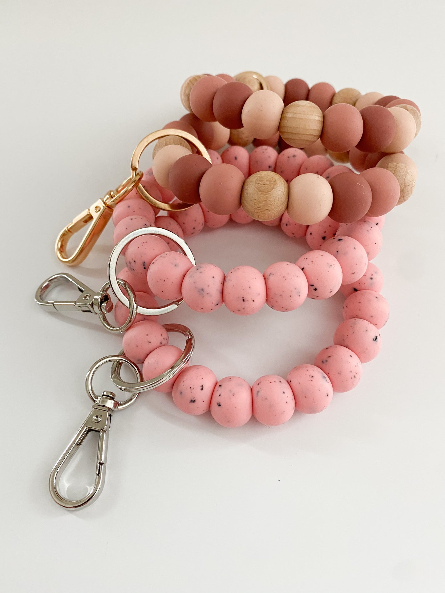 mahogany rose + blush ombré bracelet keychain