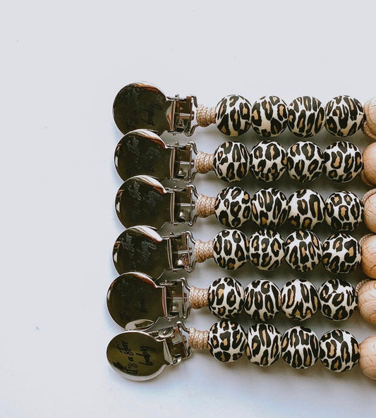 leopard little paci clip