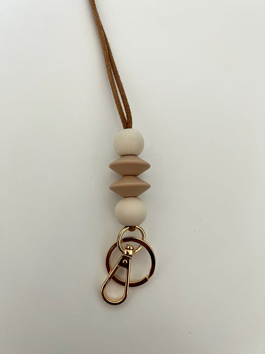 ready to ship // suede corded lanyard (ivory + oat saucer)