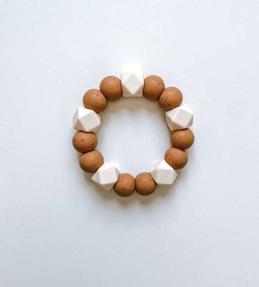 muted camel + ivory teether