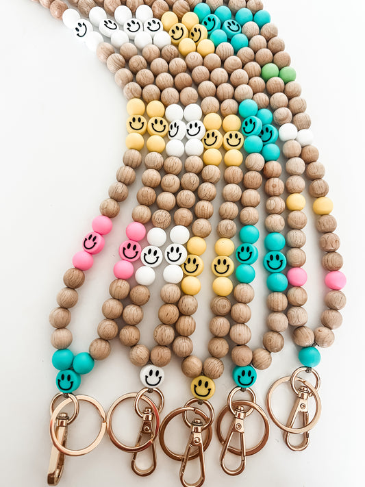 smiley all beaded lanyard