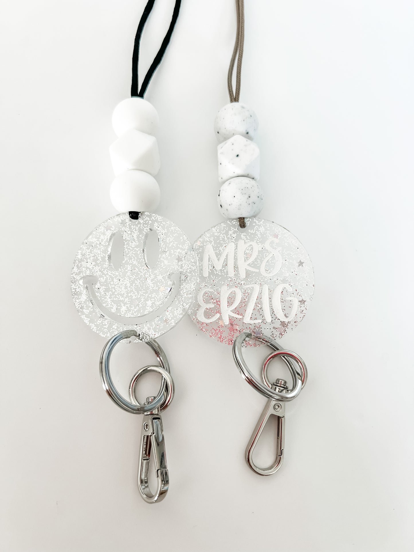 stars & glitter acrylic lanyard // personalized OR smiley