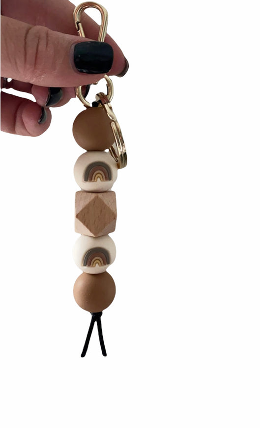 neutral rainbow bag charm
