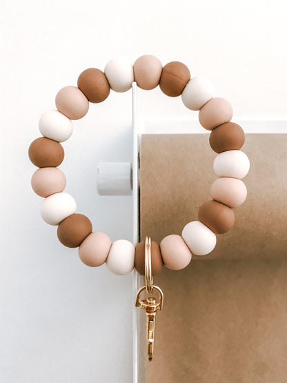 creamy brown, blush + ivory // bracelet keychain