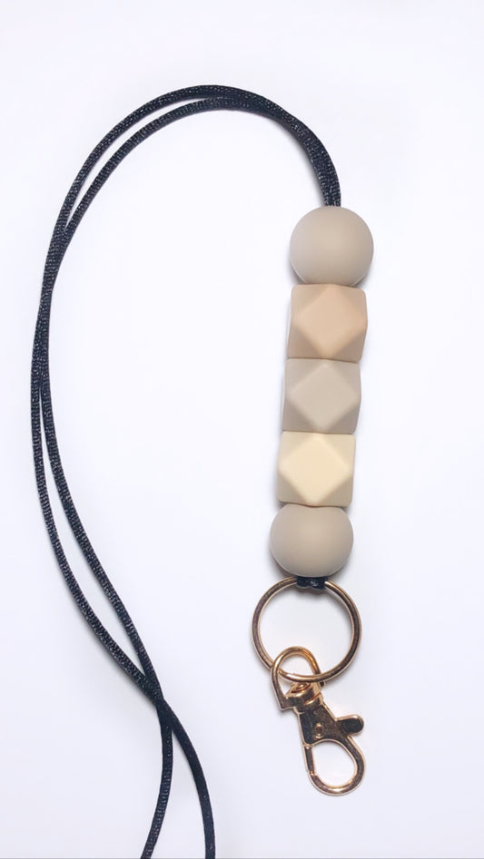 sandstone, oatmeal + beige lanyard