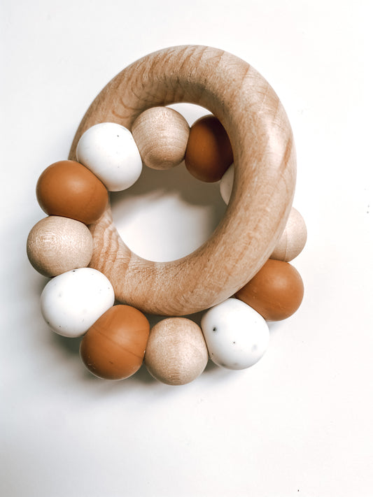 hazelnut, speckled + wood // teether