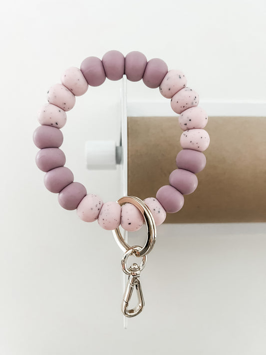 mauve + speckled pink bracelet keychain