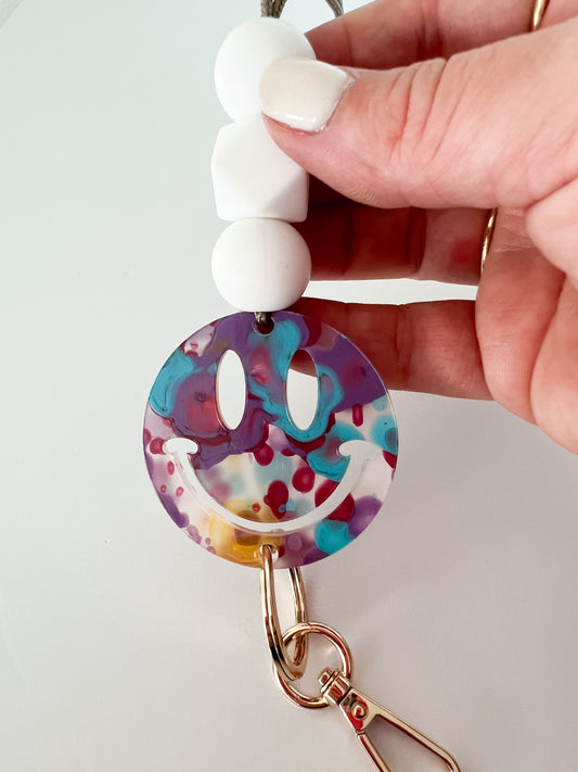 ready to ship lanyard / watercolor smiley