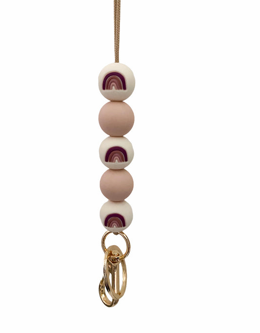 pink ombré rainbow lanyard