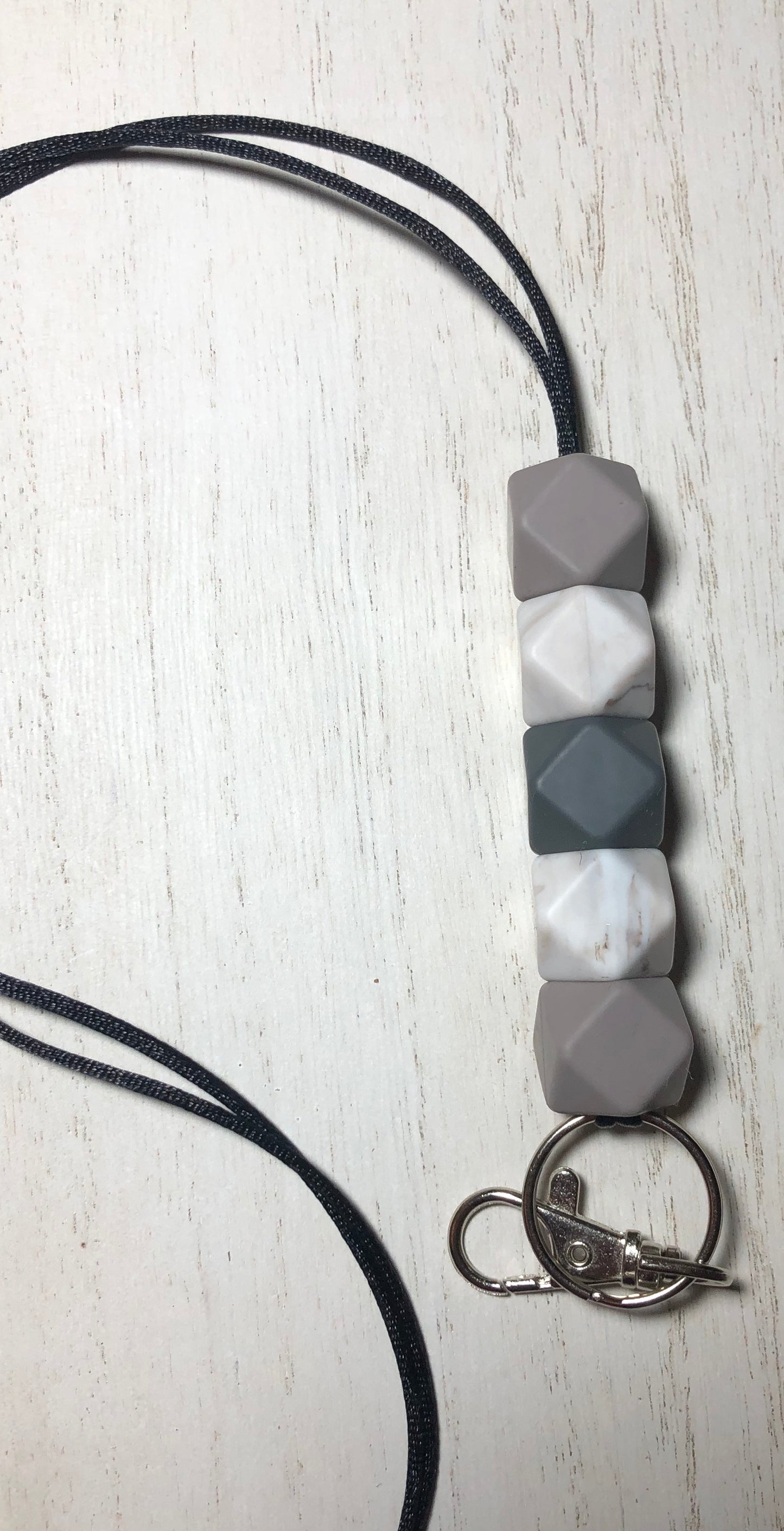 taupe, marble + charcoal lanyard