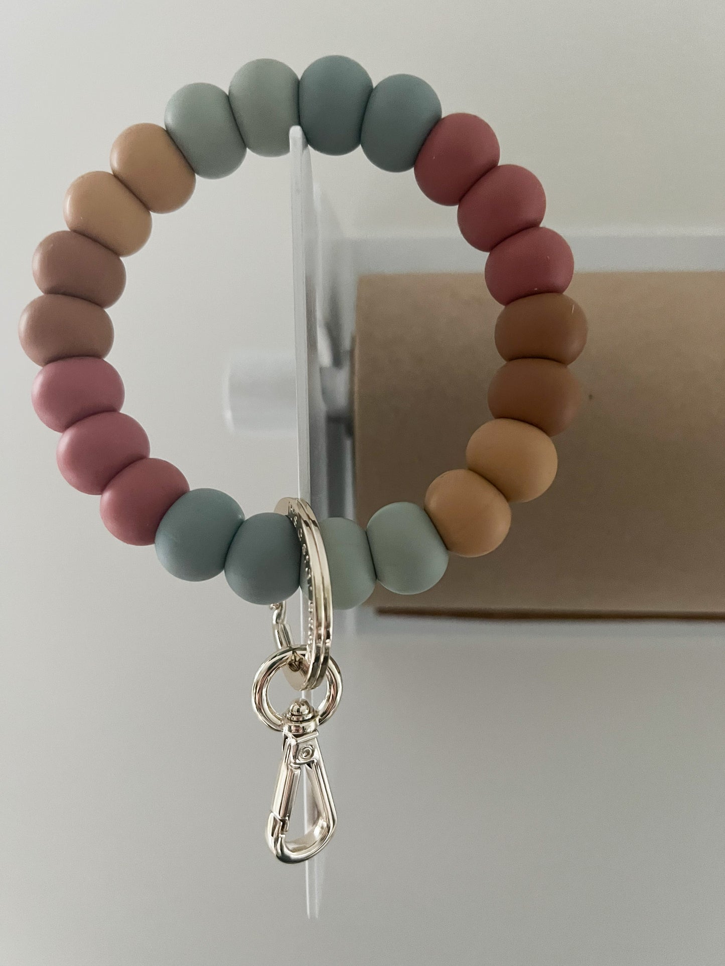 new muted rainbow bracelet keychain