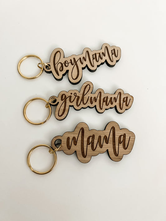meg leigh wooden add on keychains (mama, boymama, girlmama, furmom)
