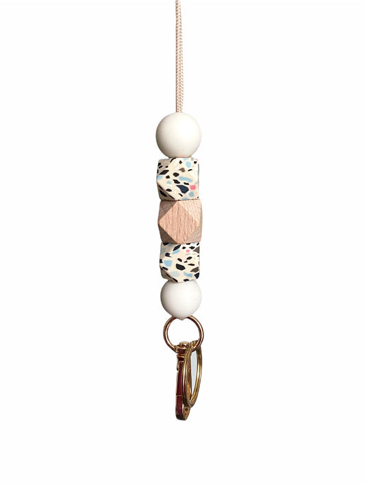 ivory terrazzo + wood ready to ship lanyard | basics collection